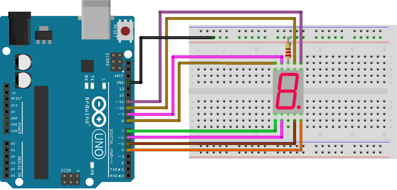 7 segment display online simulator